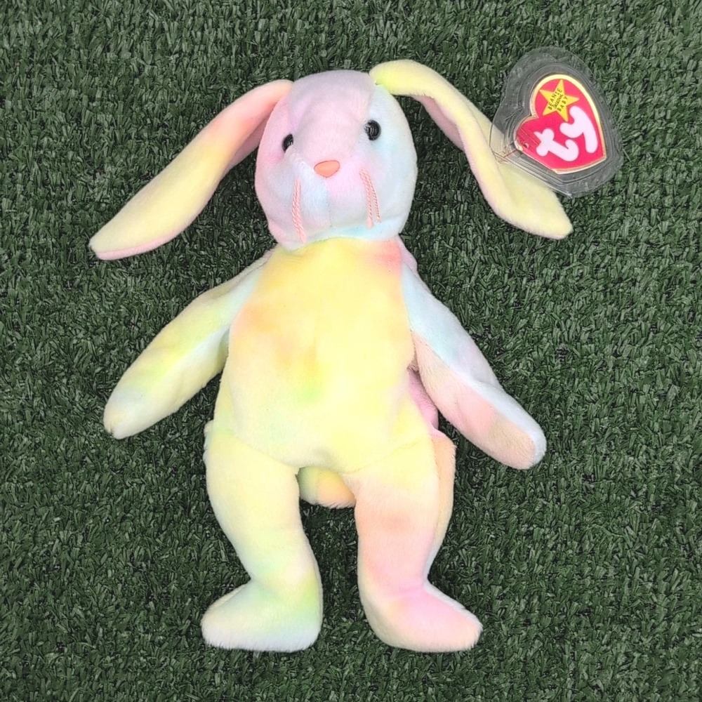 VTG Ty Beanie Baby Hippie the Bunny Retired Tag Errors Rare Multicolor Doll